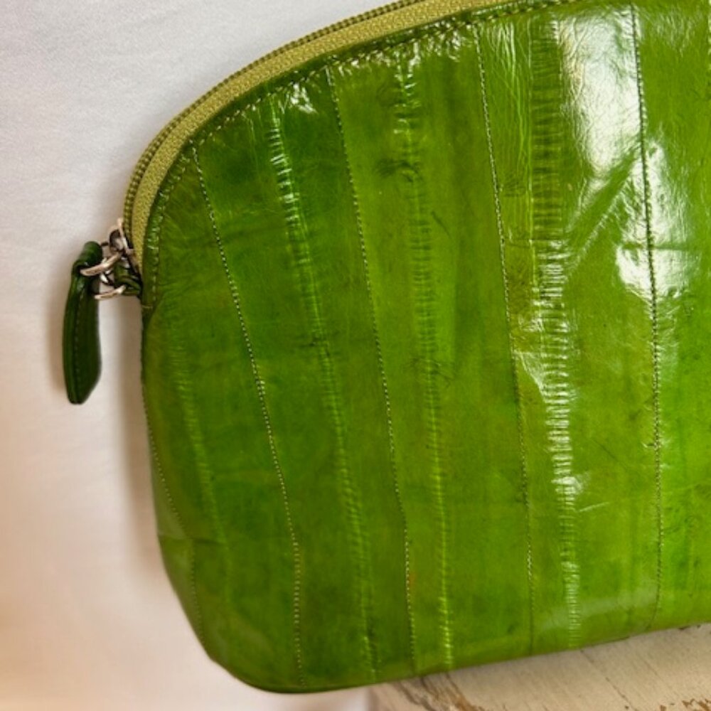 Lee Sands Vintage Eel Skin Crossbody Purse Lime Green Y2K Shoulder Bag Pop Color - Picture 8 of 14